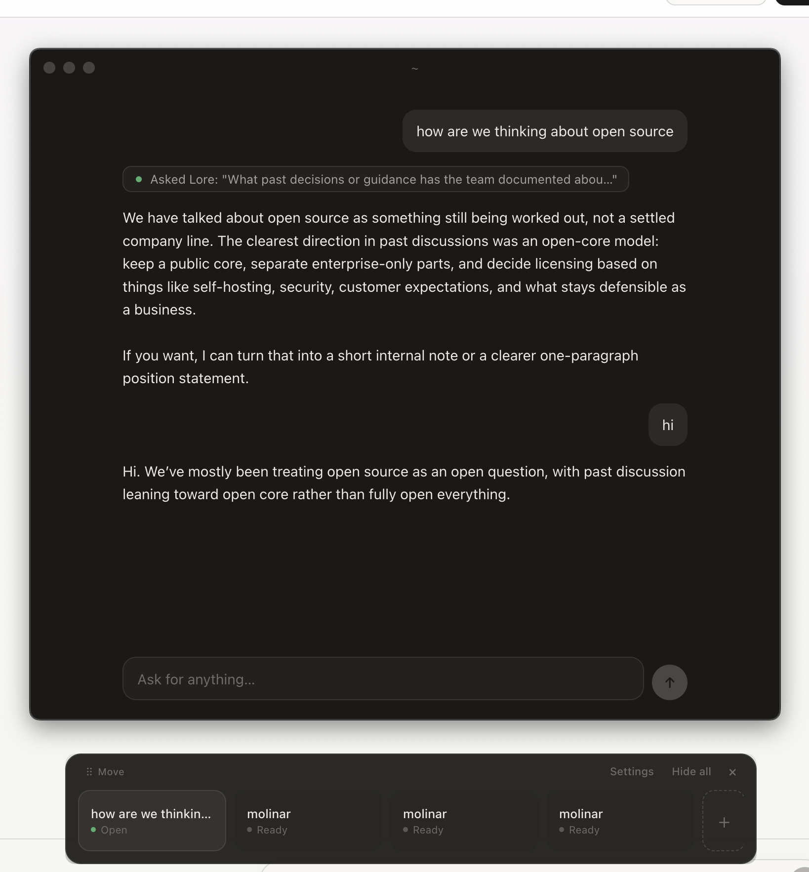 Lore Studio's movable macOS dock widget
